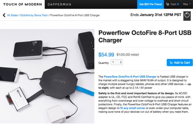 Fotografía - [Offre Alerte] Skiva PowerFlow OctoFire Chargeur USB 8-Port Pour 55 $ sur Touch Of moderne